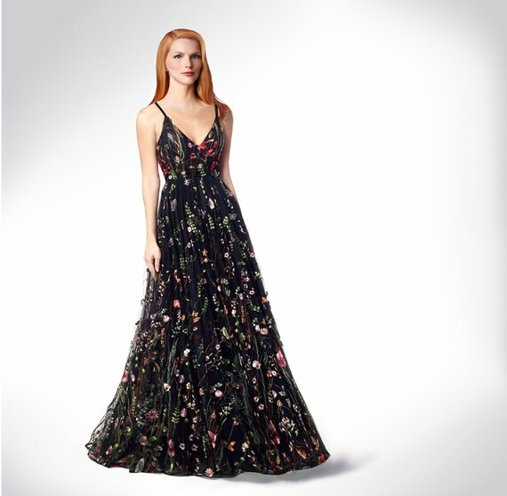 embroidered dress prom