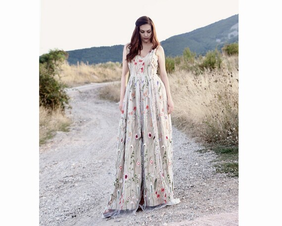 etsy floral wedding dress