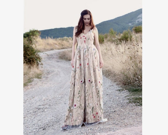 embroidered tulle dress