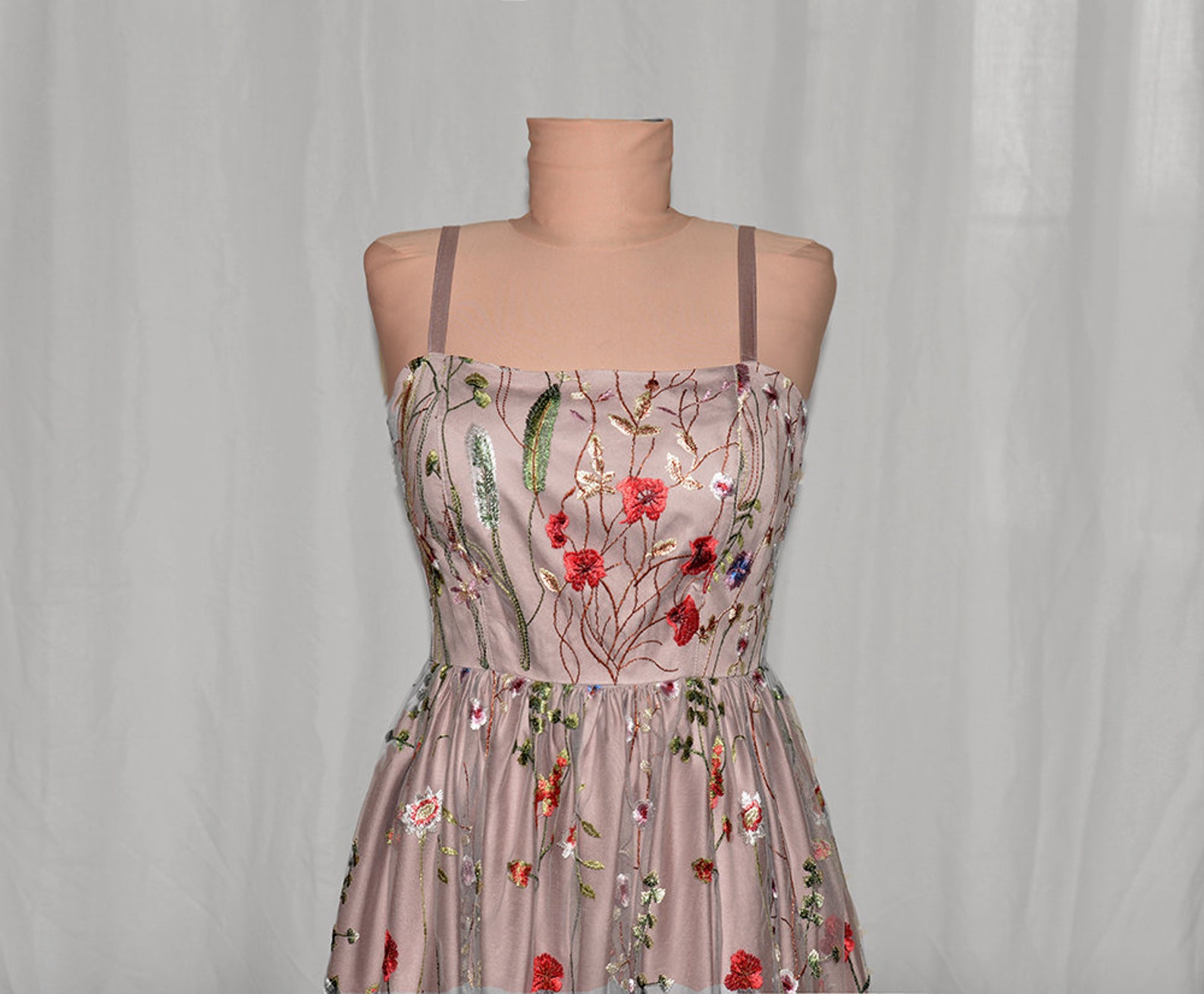 embroidered tulle dress