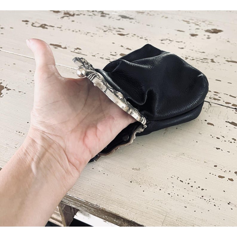 One World by Brighton Black Crossbody Silver Victorian Frame Mini Coin Purse image 18