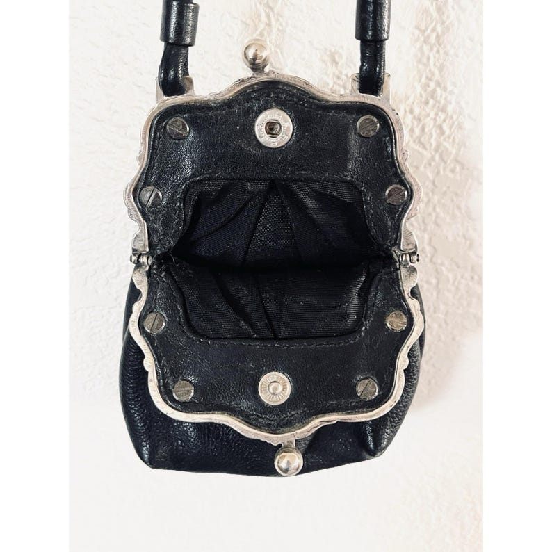 One World by Brighton Black Crossbody Silver Victorian Frame Mini Coin Purse image 8