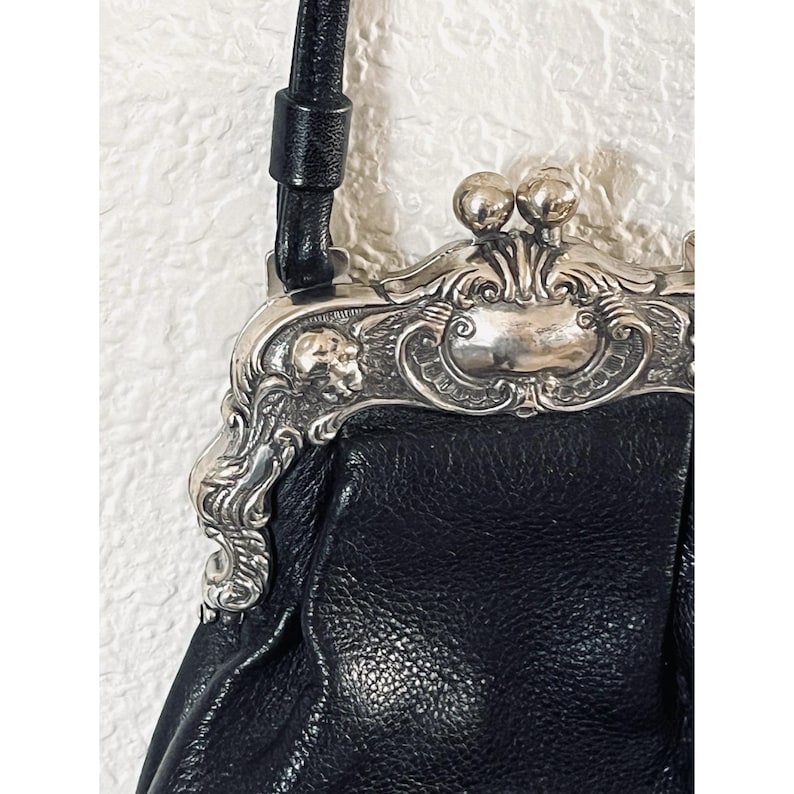 One World by Brighton Black Crossbody Silver Victorian Frame Mini Coin Purse image 7