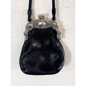 One World by Brighton Black Crossbody Silver Victorian Frame Mini Coin Purse image 5