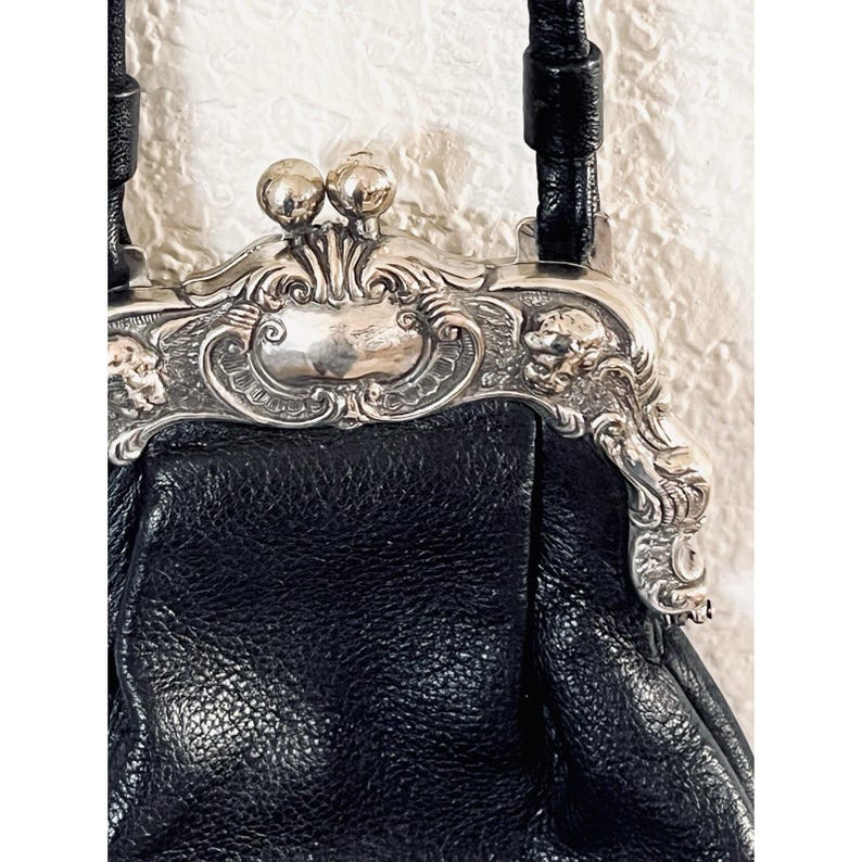 One World by Brighton Black Crossbody Silver Victorian Frame Mini Coin Purse image 6