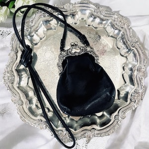 One World by Brighton Black Crossbody Silver Victorian Frame Mini Coin Purse image 1