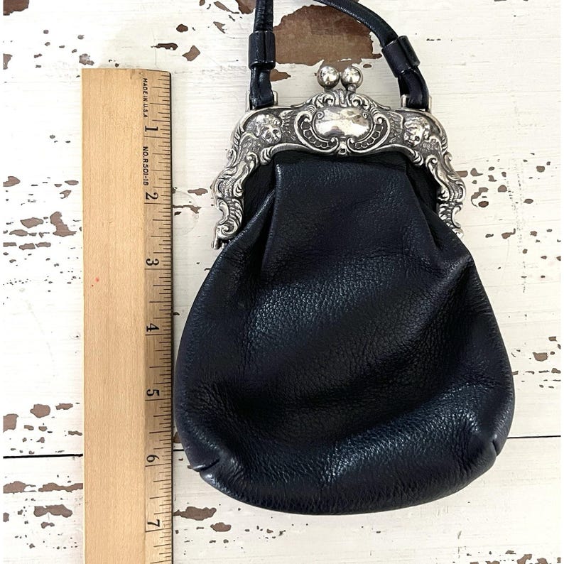 One World by Brighton Black Crossbody Silver Victorian Frame Mini Coin Purse image 13