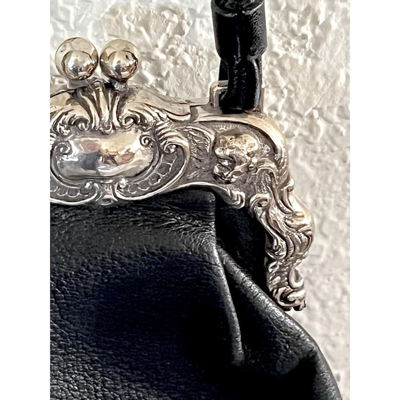 One World by Brighton Black Crossbody Silver Victorian Frame Mini Coin Purse image 3