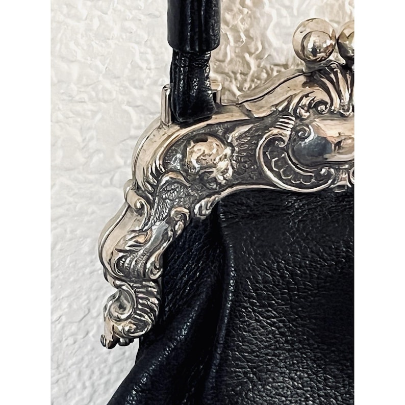 One World by Brighton Black Crossbody Silver Victorian Frame Mini Coin Purse image 4