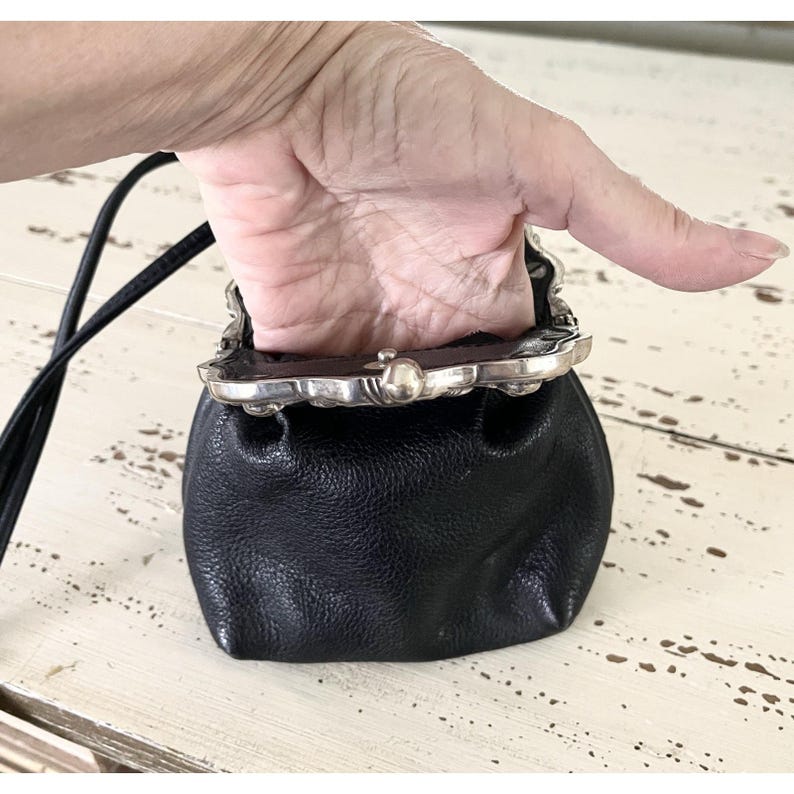 One World by Brighton Black Crossbody Silver Victorian Frame Mini Coin Purse image 16