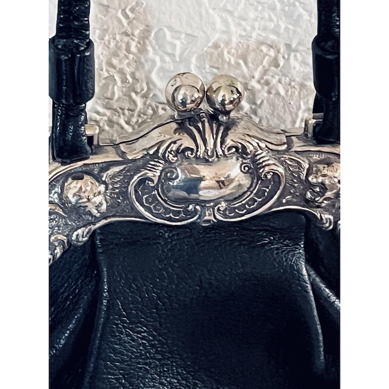 One World by Brighton Black Crossbody Silver Victorian Frame Mini Coin Purse image 2