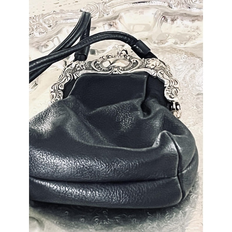 One World by Brighton Black Crossbody Silver Victorian Frame Mini Coin Purse image 11