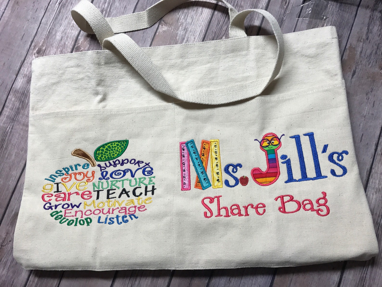 Custom Canvas Teacher Bag Etsy