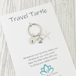 Travel Turtle Keyring, Stay Safe, Journey, Travelling, Abroad, Flying, Good Luck, Travel Gift, Protection, Keychain, Charm, Personalised