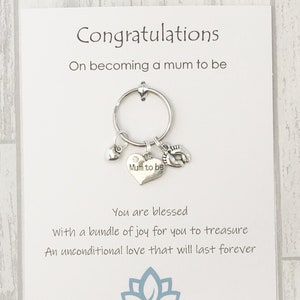 Mum to Be Keyring: Heart & Baby Feet Charms, Pregnancy Gift