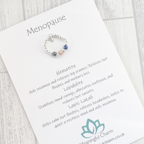 Menopause Ring, Healing Ring, Hot Flushes, Healing Jewellery, Crystal Healing, Healing Gift, Menopause Gifts, Menopause Healing, Stretch