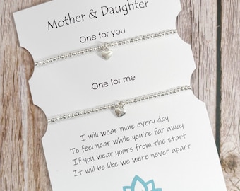 Mother and Daughter Bracelets, Mothers Day Gift, Poem Gift, Message Gift, Long Distance gift, bracelet set, Stacking Bracelets