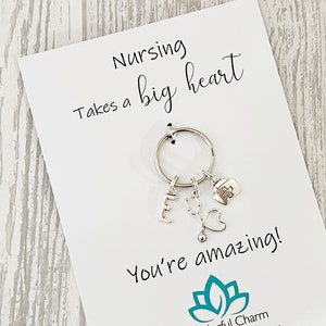 Nursing Keyring, Personalised Keyring, Initial Letter Keyring, Personalised, Nurse Gift, Care Giver, Nursing Card, Nurse Keyring, NHS Gift