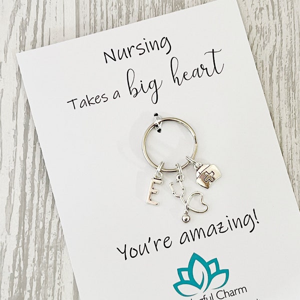 Nursing Keyring, Personalised Keyring, Initial Letter Keyring, Personalised, Nurse Gift, Care Giver, Nursing Card, Nurse Keyring, NHS Gift