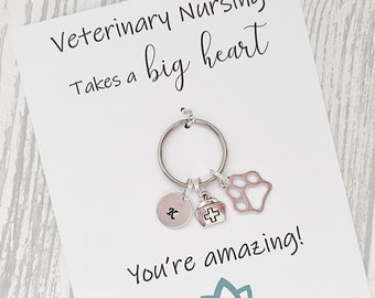 Veterinary Nursing Keyring | Vet Gifts | Thank You | Personalised Initial Letter