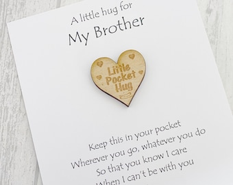 Brother Pocket Hug Token: Wooden Heart Gift