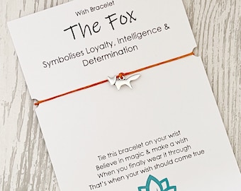Fox Bracelet, Spirit Animal Bracelet, Motivational Gift, Wish Bracelet, Inspirational Gifts, Fox Gifts, Friend Gift, Loyal, Determination