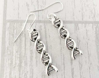 Silver DNA Earrings, Double Helix Earrings, Science Jewellery, Doctor Gifts, Medical Earrings, Nurse Earrings, DNA Gifts