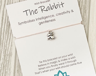 Rabbit Wish Bracelet: Antique Silver Bunny Charm, Inspirational Gift