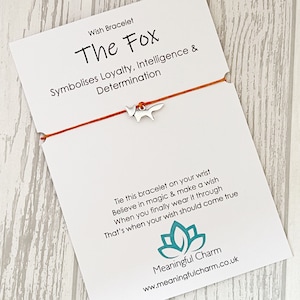 Fox Bracelet, Spirit Animal Bracelet, Motivational Gift, Wish Bracelet, Inspirational Gifts, Fox Gifts, Friend Gift, Loyal, Determination