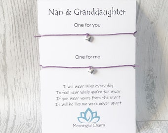 Nan and Granddaughter Wish Bracelets: Long Distance Poem Gift