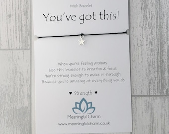You've Got This Wish Bracelet: Silver Star Charm, Anxiety Gift