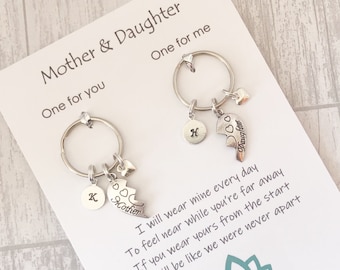 Mother and Daughter Keyring Set, Mothers Day Gift, Poem Gift, Message Gift, Long Distance gift, Daughter Gift, Mum Gifts