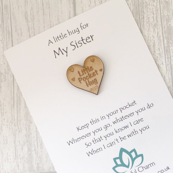 Sister Pocket Hug, Pocket Hug, Sister Gifts, Sisters, Sister Hug, Thinking of You, Personalised Hug, Hug Token, Hug Gift, Long Distance