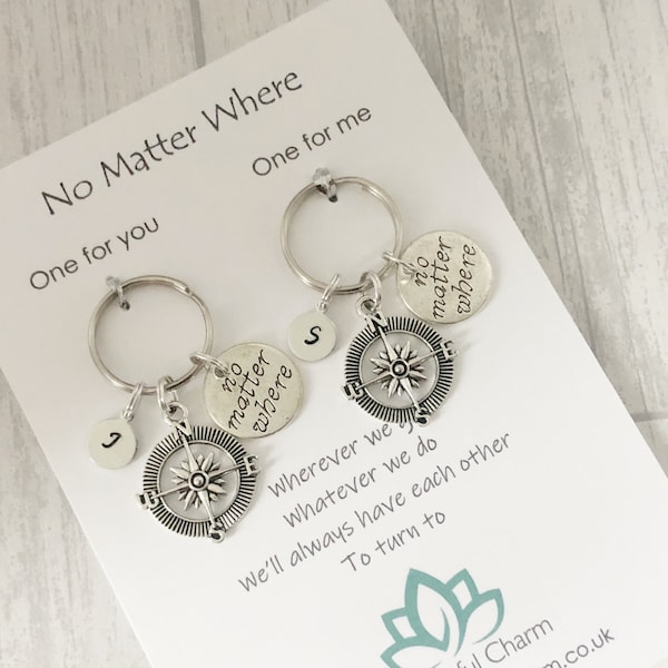 No Matter Where Keyring, Promise Keychain, Initial Keyring, Personalised, Valentines, BFF Gifts, Anniversary, Couple, Promise Keyring