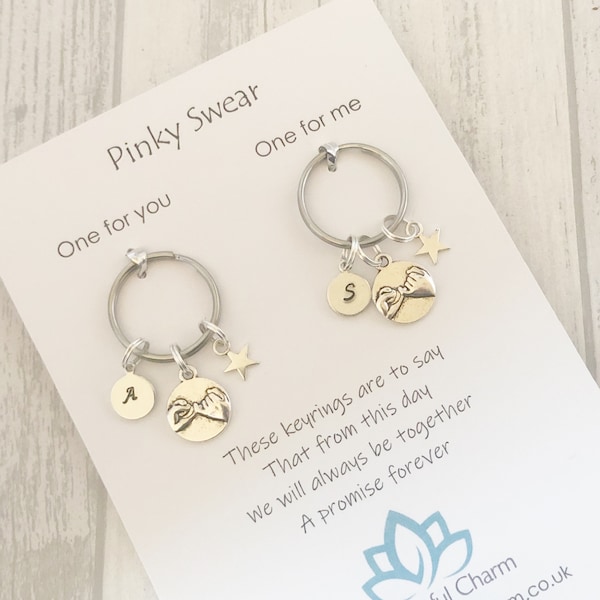 Pinky Swear Keyring, Pinky Promise Keychain, Initial Keyring, Personalised Keyring, Valentines, BFF Gifts, Anniversary, Couple, Boyfriend