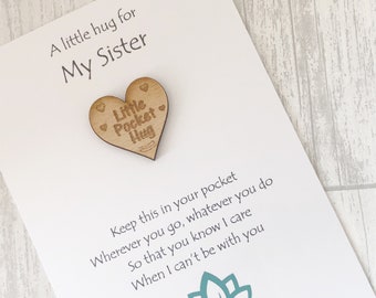 Little Pocket Hug: Wooden Heart Token, Support Gift