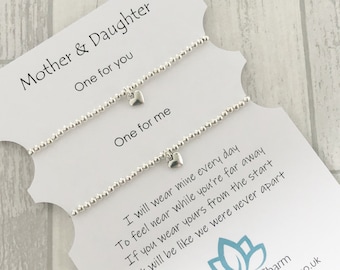 Mother and Daughter Bracelets, Mothers Day Gift, Poem Gift, Message Gift, Long Distance gift, bracelet set, Stacking Bracelets