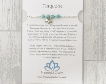 Turquoise Elephant Bracelet: Silver Bead Stacking Bracelet