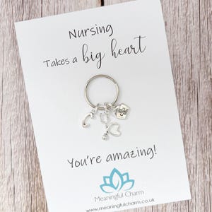 Nursing Keyring, Personalised Keyring, Initial Letter Keyring, Personalised, Nurse Gift, Care Giver, Nursing Card, Nurse Keyring, NHS Gift