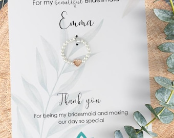 Personalized Sterling Silver Heart Ring: Bridesmaid Thank You Gift