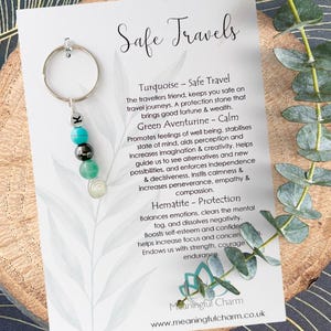 Safe Travels Keyring, Stay Safe, Journey, Travelling, Abroad, Flying, Good Luck, Travel Gift, Protection, Keychain, Charm, Personalised