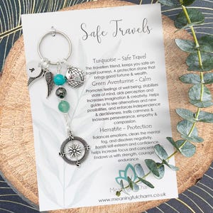 Safe Travels Keyring, Stay Safe, Journey, Travelling, Abroad, Flying, Good Luck, Travel Gift, Protection, Keychain, Charm, Personalised