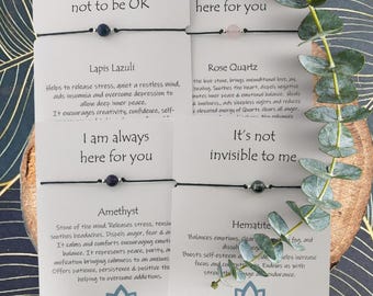 Crystal Healing Bracelet: Gemstone Anxiety Relief Jewelry, Friendship Gift