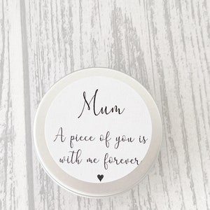 Mum Memorial Keepsake, Funeral Keepsake, Ashes, Lock of Hair, Memorial Tin, Keepsake Tin, Memory Charm, Grief Box, Grief Keepsake, Trinket