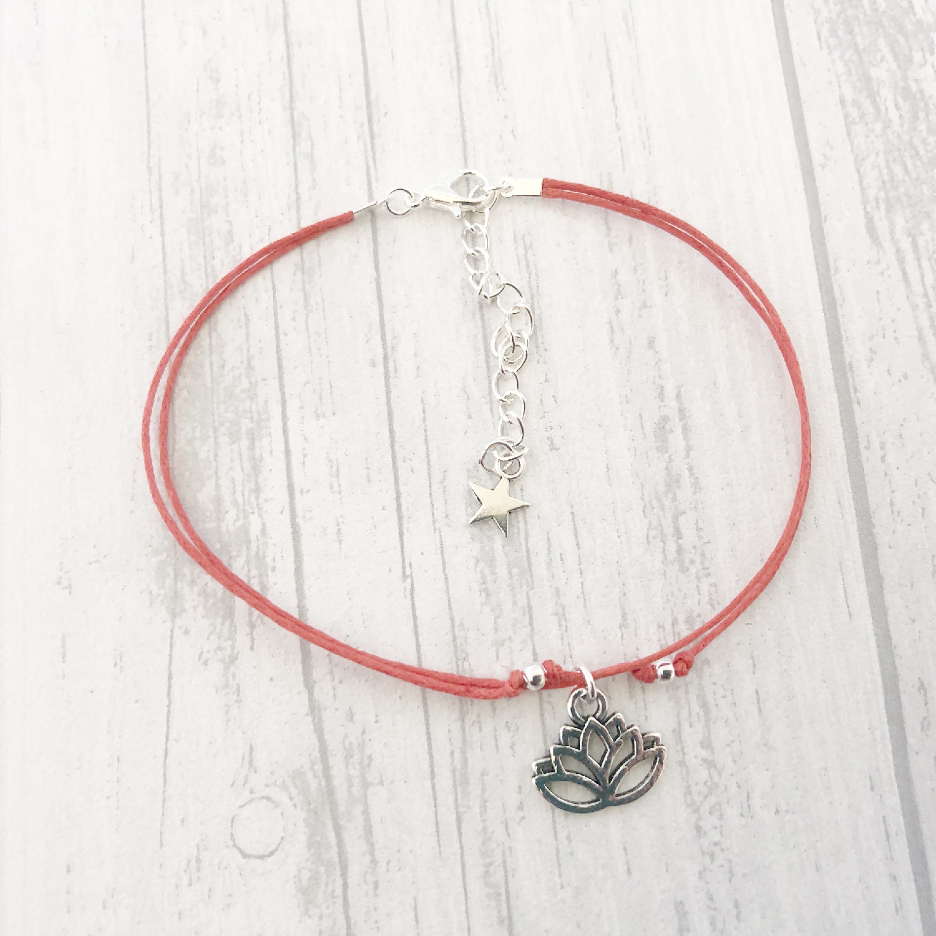 Lotus Flower Anklet Lotus Anklet Bracelet Cord Ankle Etsy