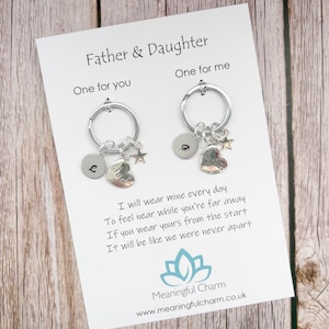 Father and Daughter Keyring Set, Fathers Day Gift, Poem Gift, Message Gift, Long Distance gift, Daughter Gift, Dad Gift