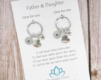 Father and Daughter Keyring Set, Fathers Day Gift, Poem Gift, Message Gift, Long Distance gift, Daughter Gift, Dad Gift