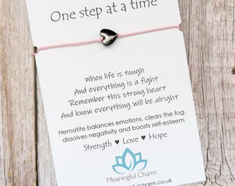 Hematite Heart Worry Bracelet: Mental Health, Stress Relief