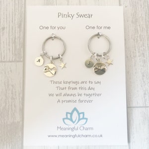 Swear Key Rings Pinky Swear Keyring, Pinky Promise Keychain, Initial Keyring ...
