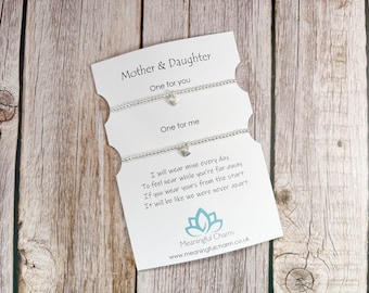 Mother and Daughter Bracelets, Mothers Day Gift, Poem Gift, Message Gift, Long Distance gift, bracelet set, Stacking Bracelets